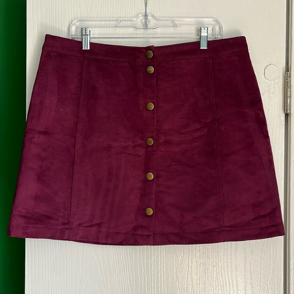 Old navy plum suede button up mini skirt